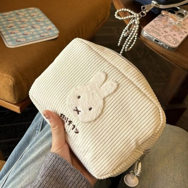 Women'S Vanity Accessories - Miffy Kawaii Corduroy Cosmetic Bag Large-capacity