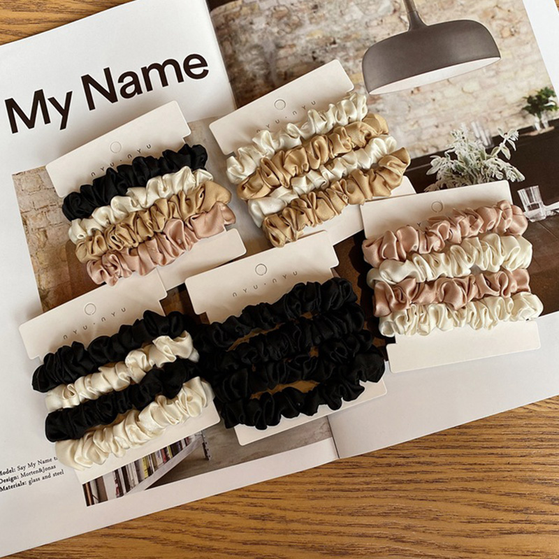 Hair Tie Velvet - 4 Cái/bộ Lụa Satin Scrunchies Thun