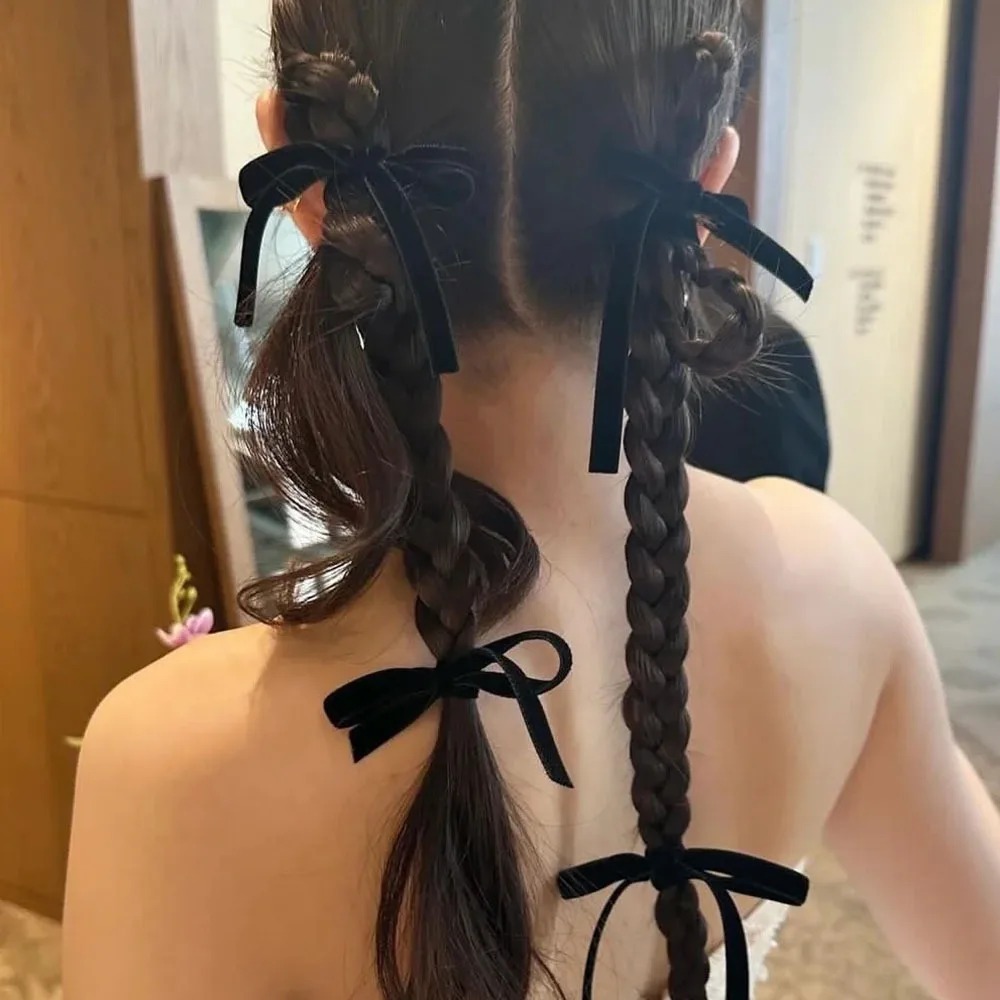 2Pcs Fashion Black Velvet Bow  - đánh giá và giá Hair Tie Velvet