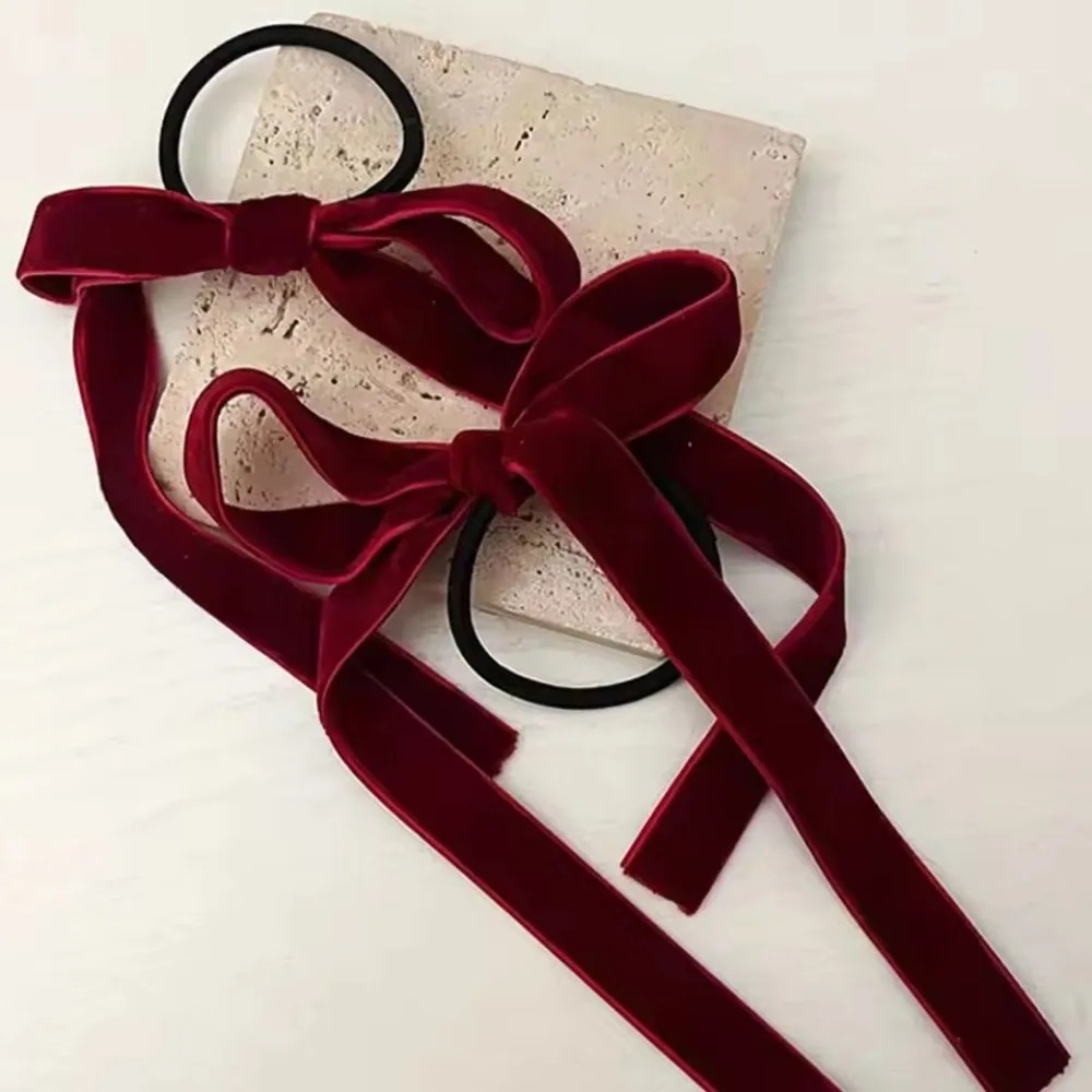 2Pcs Fashion Black Velvet Bow  - đánh giá và giá Hair Tie Velvet