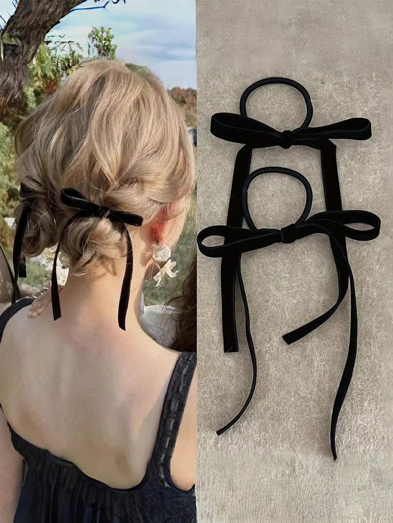 2/8pcs Fashion Black Velvet Bo - đánh giá và giá Hair Tie Velvet
