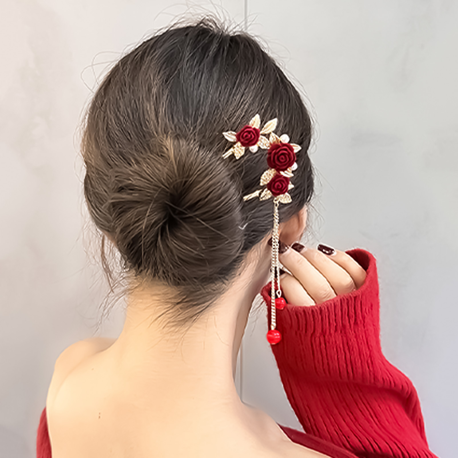 Chinese Style Rose Flower Hair - đánh giá và giá Women Accessories For Hand
