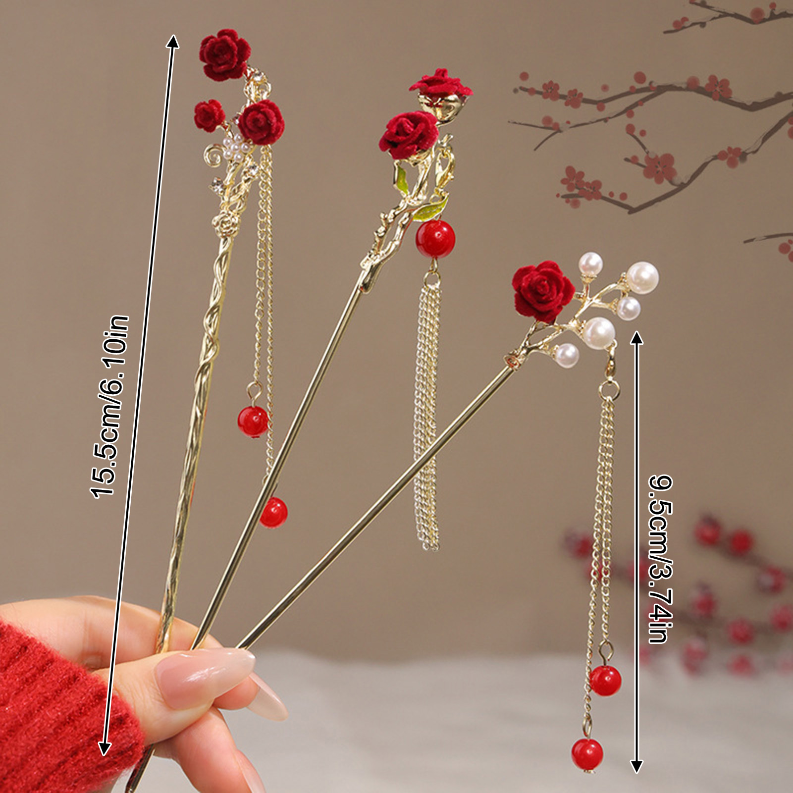 Chinese Style Rose Flower Hair - đánh giá và giá Women Accessories For Hand
